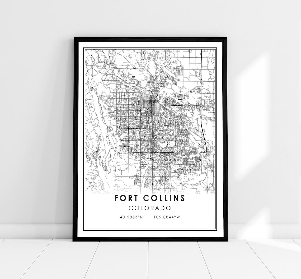 Fort Collins Map Poster, Colorado City Travel Print