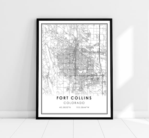 Fort Collins Map Poster, Colorado City Travel Print