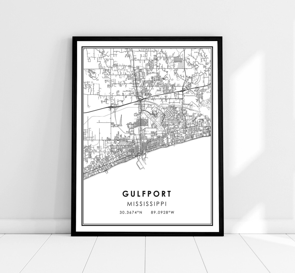 Gulfport Map Print, Mississippi City Travel Poster