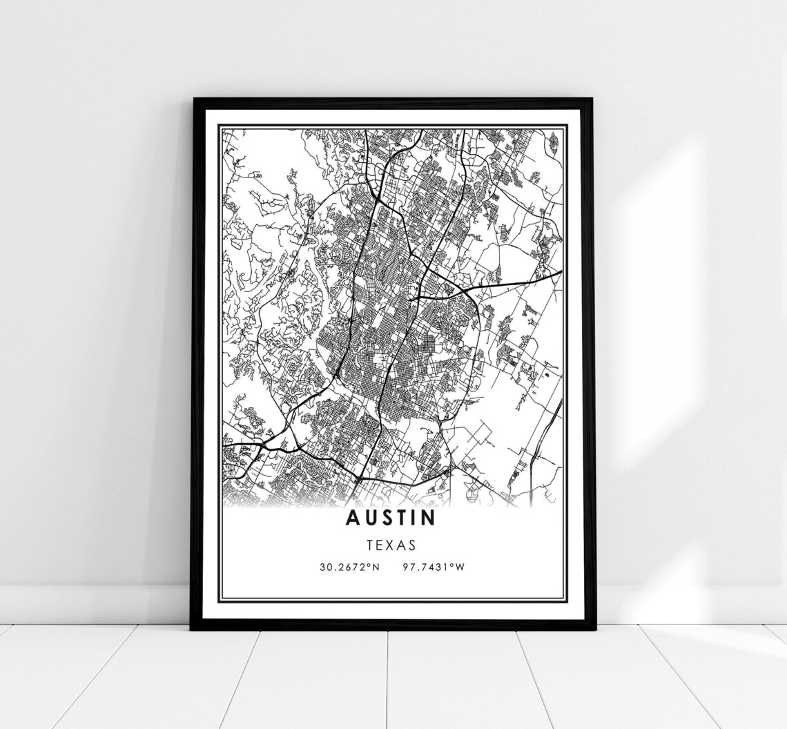 Austin Map Print, Texas City Travel Poster
