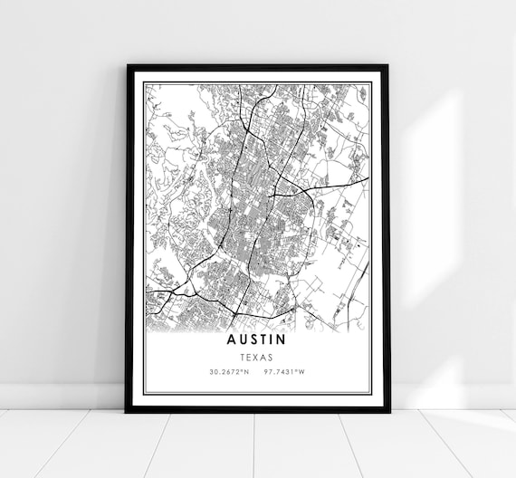 Austin Map Print, Texas City Travel Poster