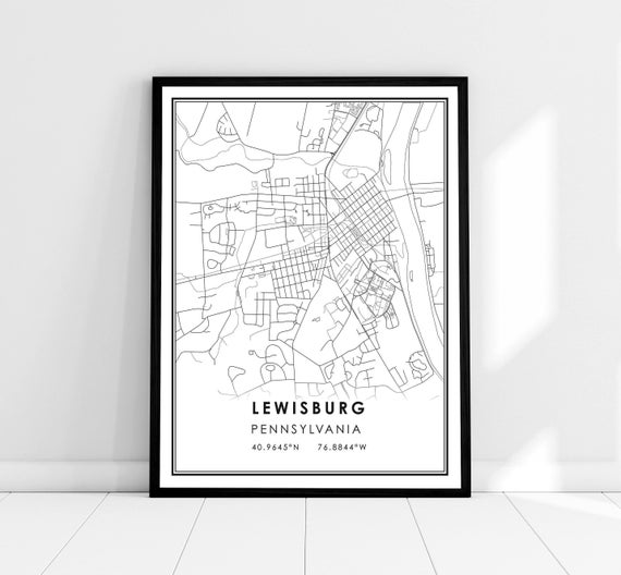Lewisburg Map Print, Pennsylvania City Travel Poster