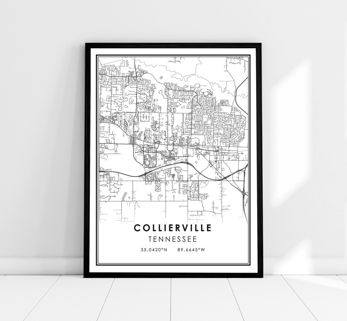 Collierville Map Print, Tennessee City Travel Poster
