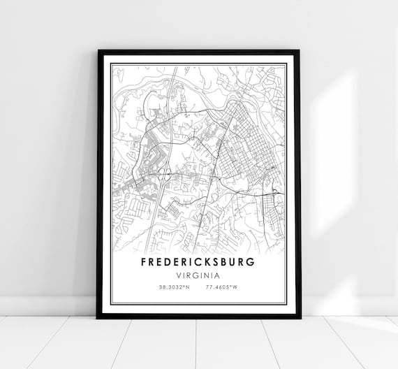 Fredericksburg Map Print, Virginia City Travel Poster