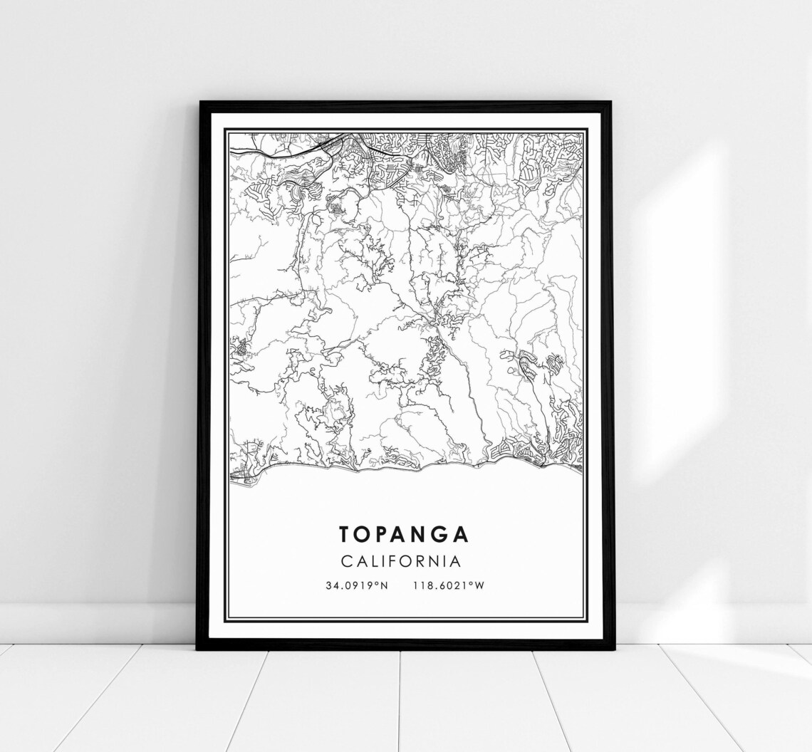 Topanga Map Travel Poster, City Wall Art Print