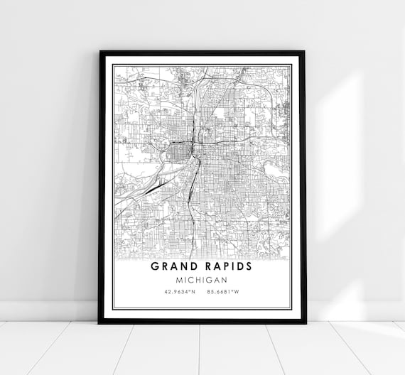 Grand Rapids Map Poster Print, Michigan City