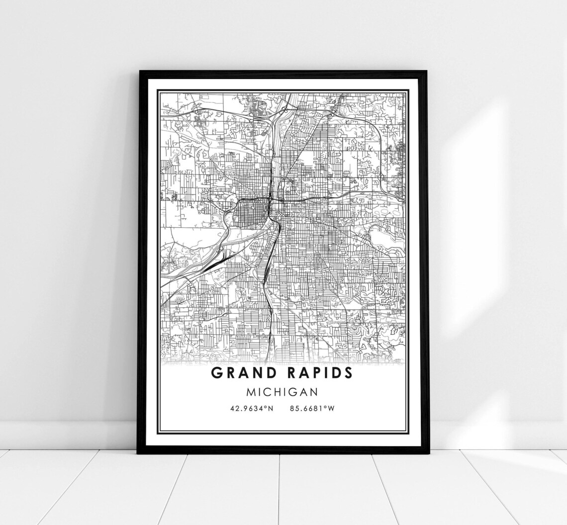Grand Rapids Map Poster Print, Michigan City