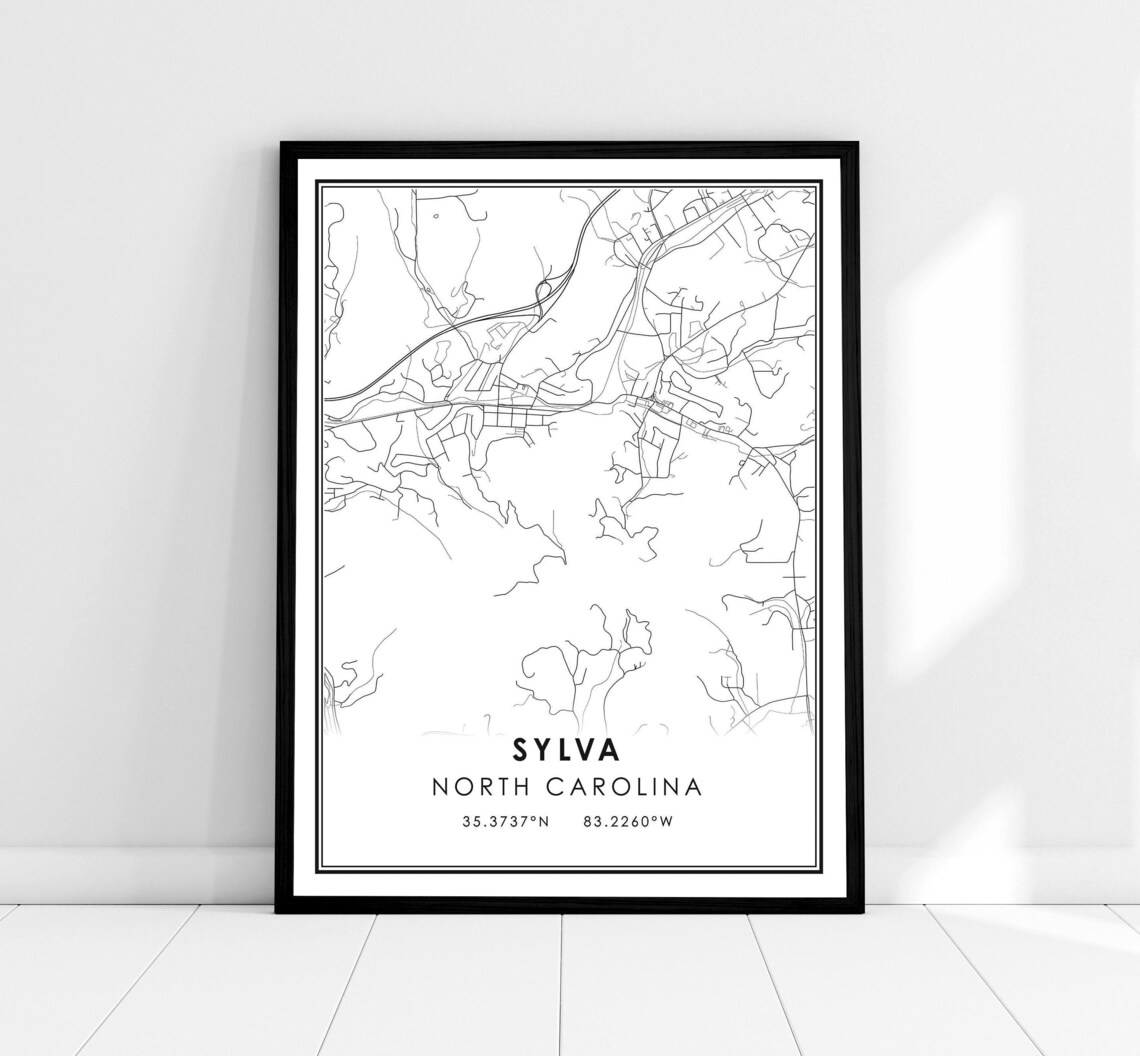 Sylva North Carolina Minimalist Street Map Modern City Travel Poster