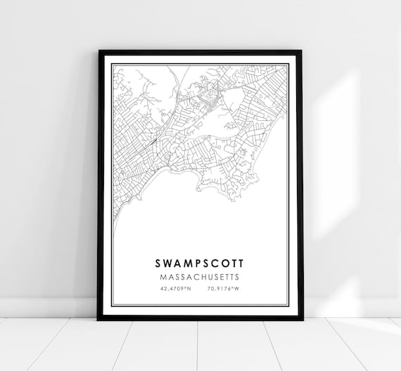 Swampscott Massachusetts Minimalist City Map Poster Coastal Town Art