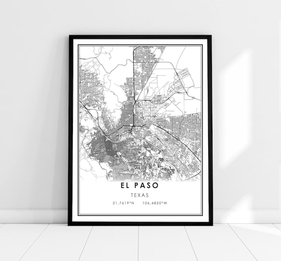 El Paso Map Print, Texas City Travel Poster