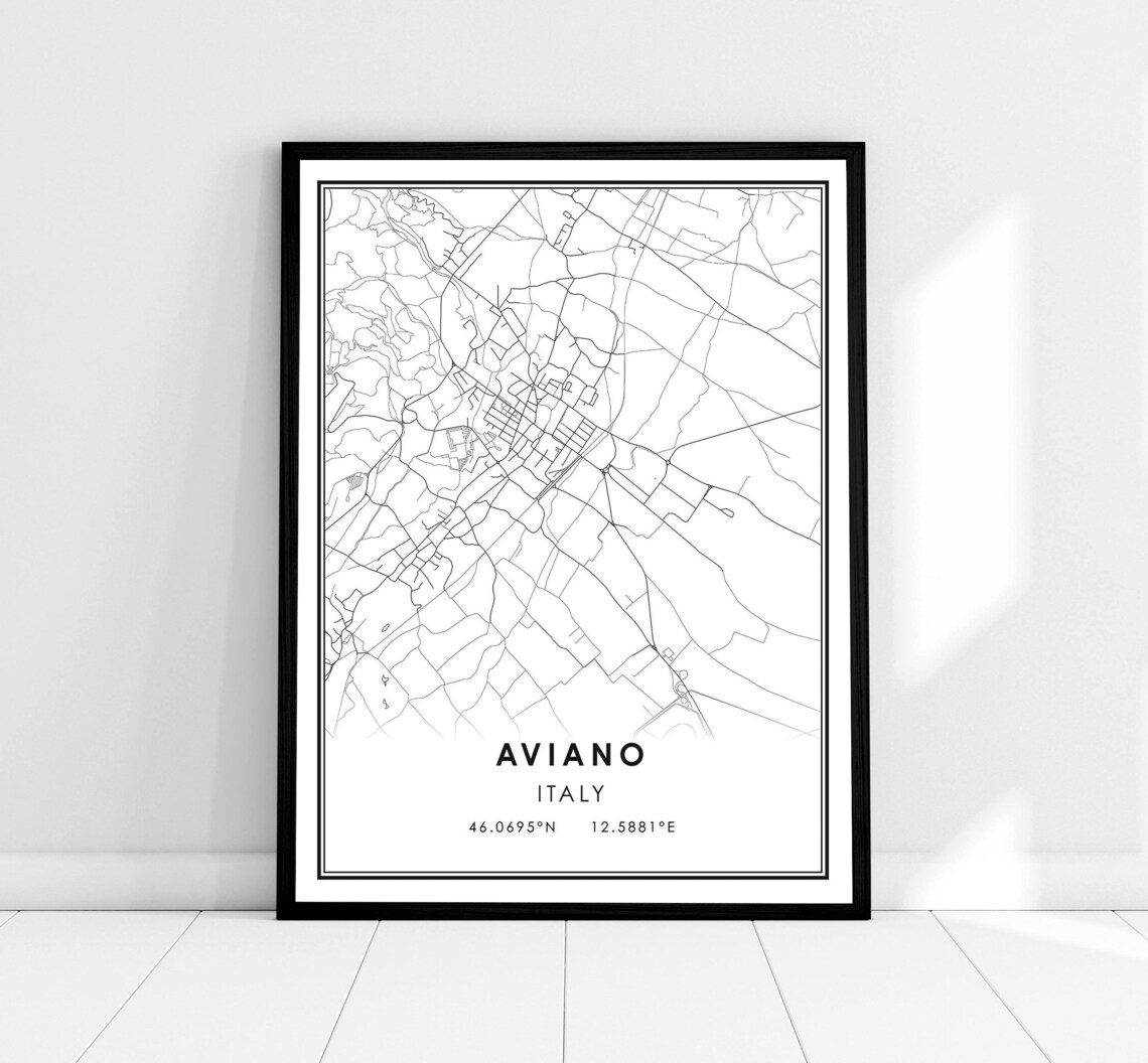 Aviano Italy Minimalist City Street Map Coordinates Art Poster