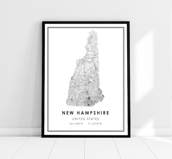 New Hampshire United States Map Poster Print