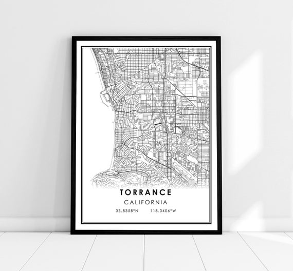 Torrance Map Travel Poster, City Map Print