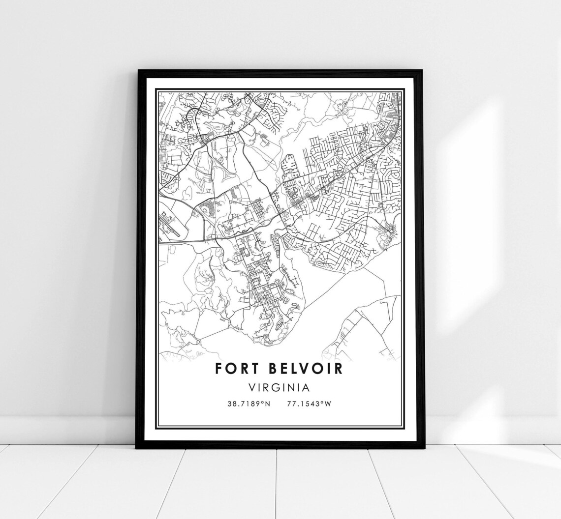 Fort Belvoir Map Print, Virginia Travel Poster