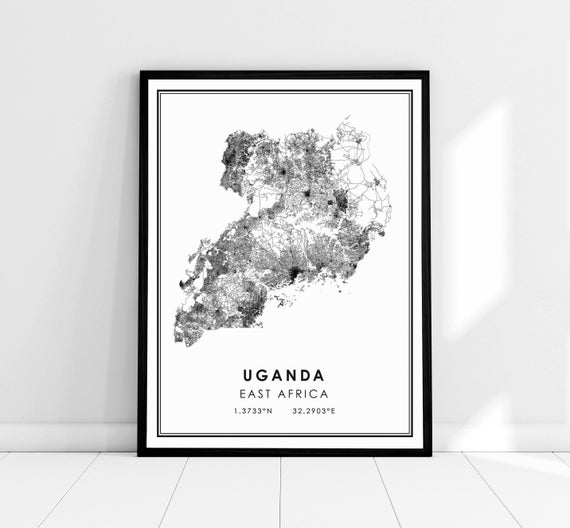 Uganda Map Print Poster, Travel Map Wall Art