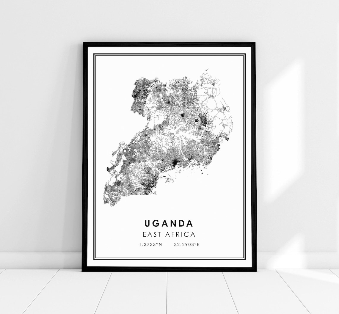 Uganda Map Print Poster, Travel Map Wall Art