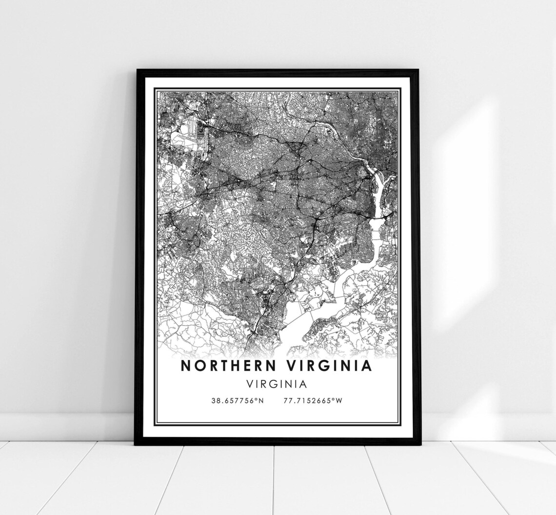 Northern Virginia Map Print, Travel Poster