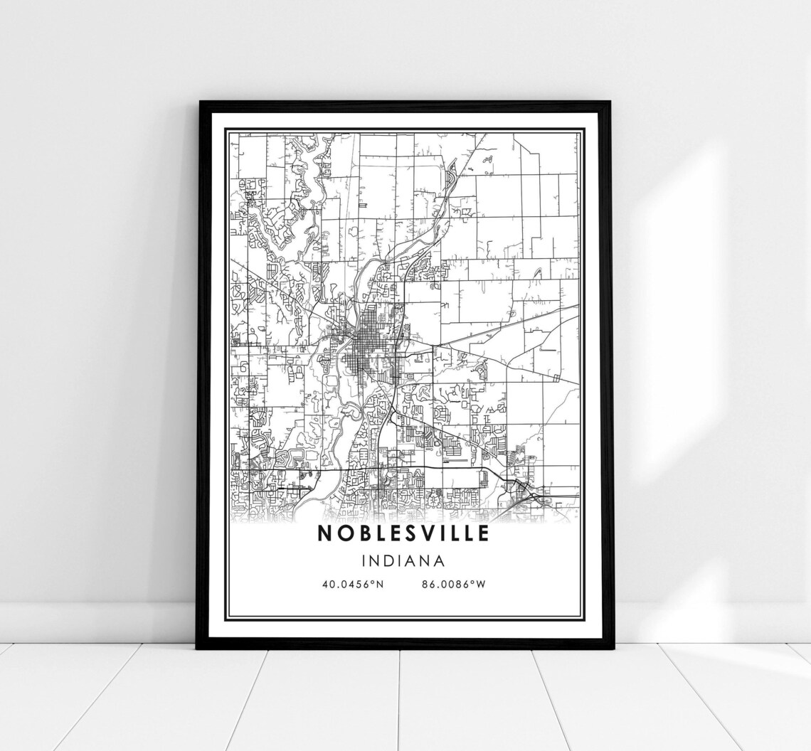 Noblesville Map Print, Indiana City Travel Poster