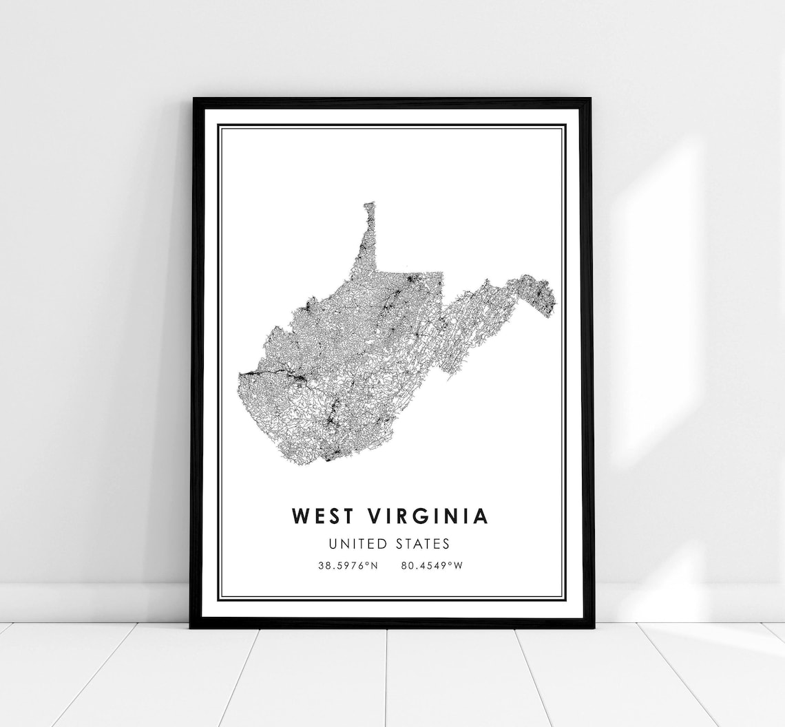West Virginia United States Map Poster Print