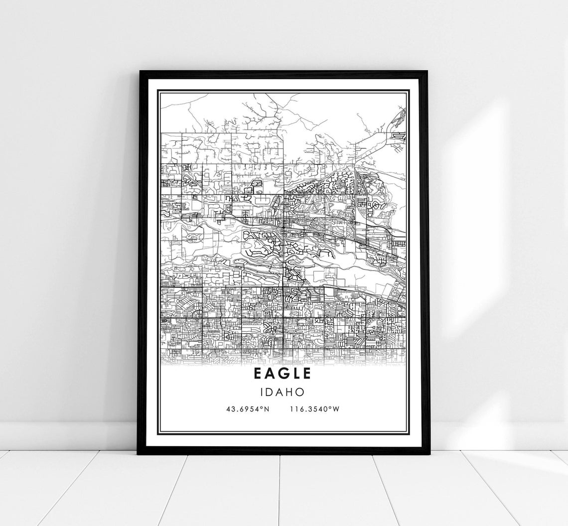Eagle Idaho Minimalist Street Map Black and White Line Art Poster