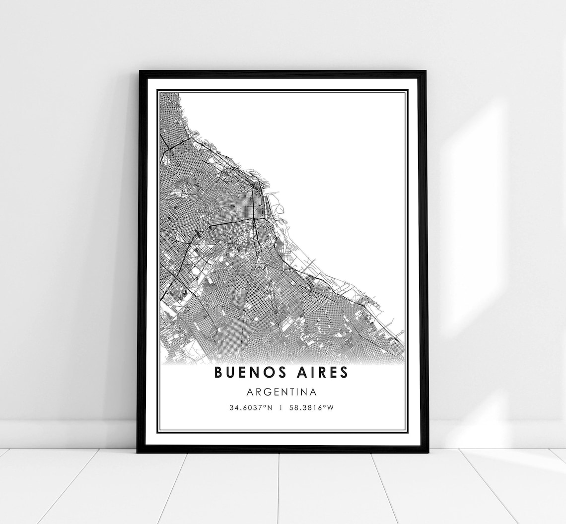 Buenos Aires Map Poster, Argentina City Travel Print
