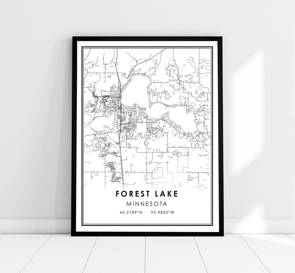 Forest Lake Map Print, Minnesota Travel Poster