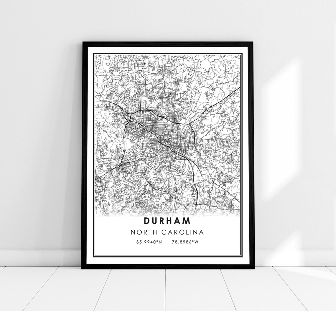 Durham Map Print, North Carolina City Travel Poster