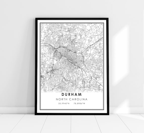 Durham Map Print, North Carolina City Travel Poster