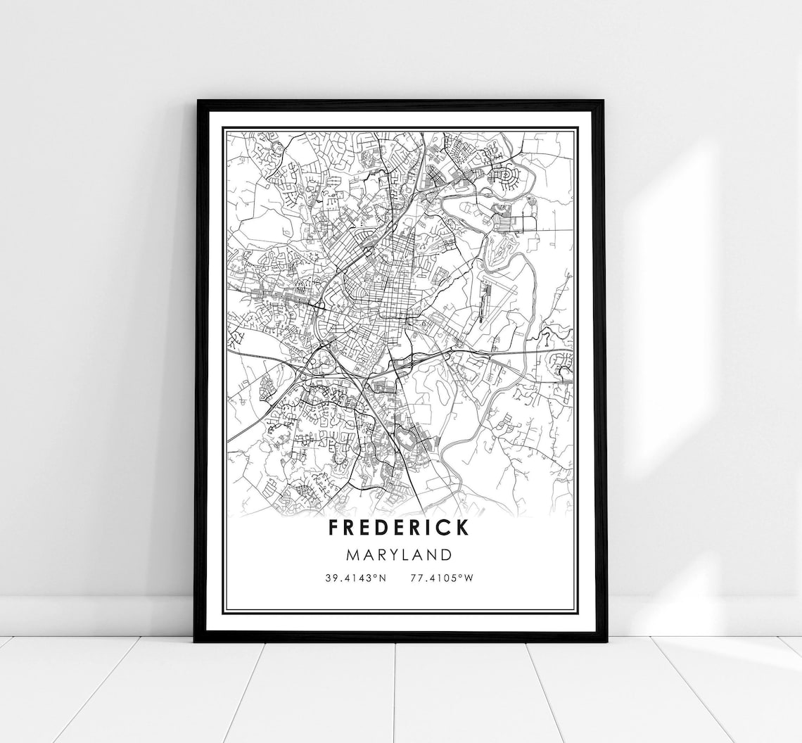 Frederick Map Print, Maryland City Travel Poster