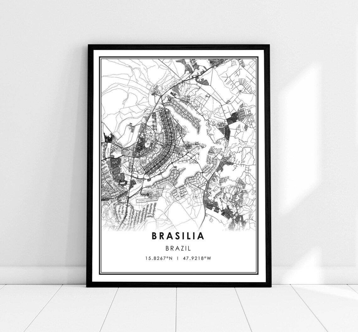 Brasilia Map Travel Poster, Brazil City Map