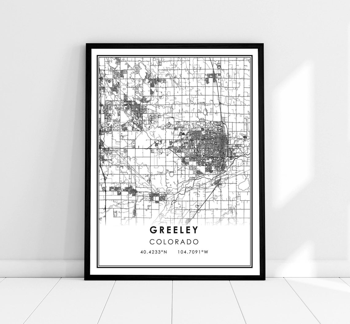 Greeley Map Print Poster, Colorado City