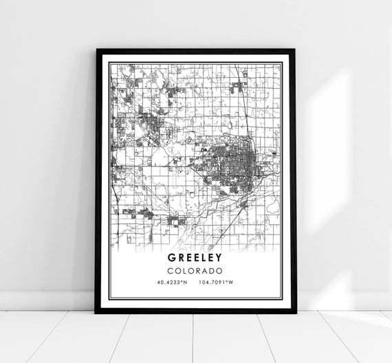 Greeley Map Print Poster, Colorado City