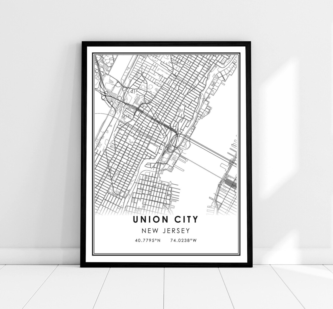 Union City Map Print, New Jersey Travel Poster