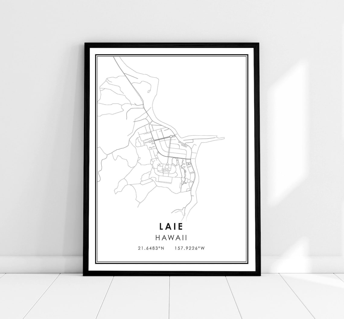 Laie Map Print, Hawaii City Travel Poster