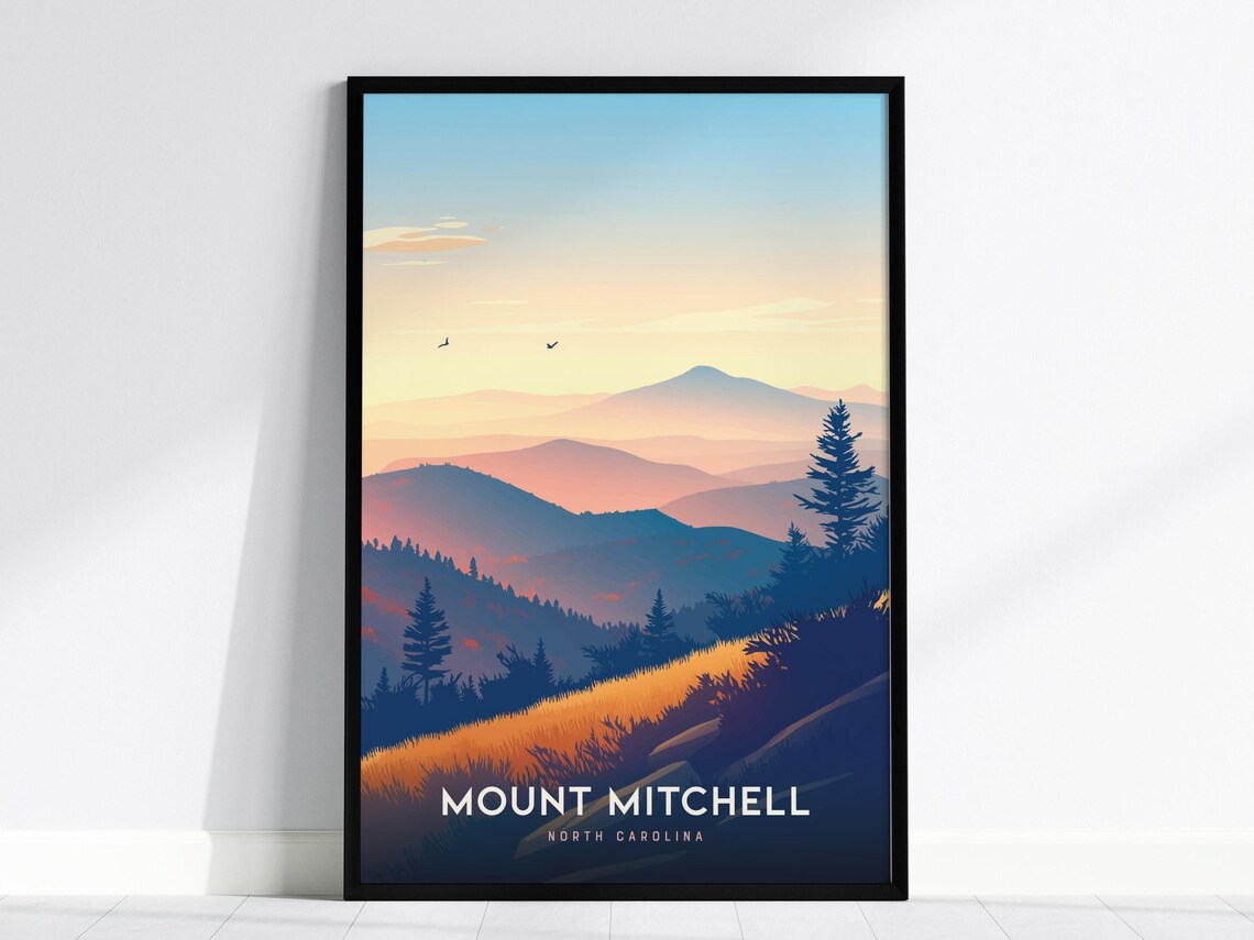 Mount Mitchell Minimalist Blue Ridge Mountains Art Print