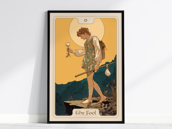 The Fool Major Arcana Tarot Card Vintage Divination Art Poster