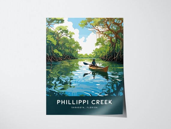 Phillippi Creek Sarasota Florida Kayak Travel Poster with Mangroves
