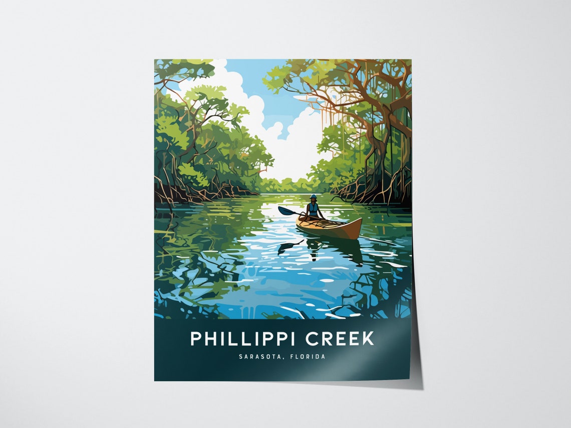 Phillippi Creek Sarasota Florida Kayak Travel Poster with Mangroves