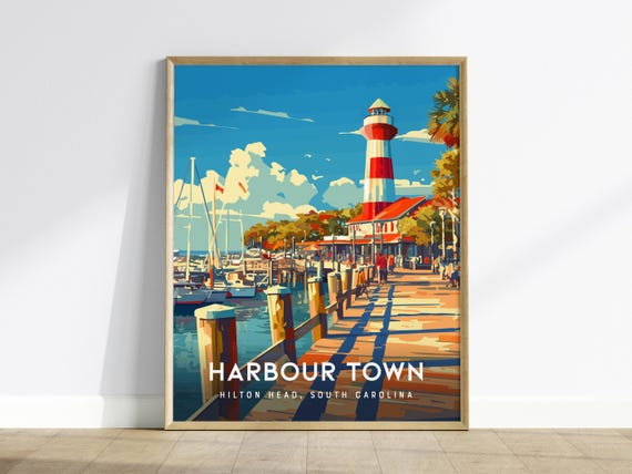 Harbour Town Lighthouse Print Hilton Nautical Wall Art