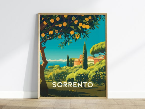 Sorrento Italy Lemon Coast Travel Poster Print Vibrant Wall Art Decor Framed Or Unframed