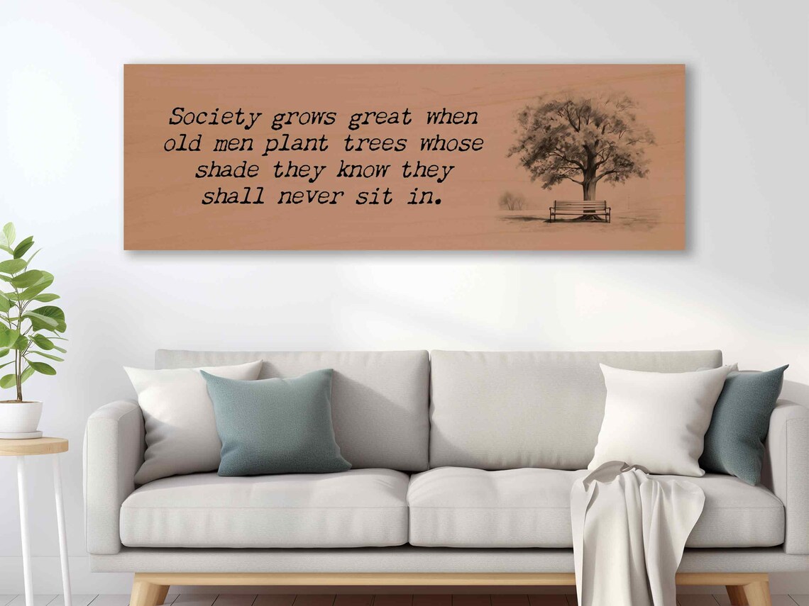 Society Grows Great Inspirational Quote, Nature Sketch - Image 2