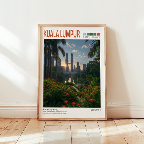 Kuala Lumpur Skyline Print Malaysia Travel Poster Asia Wall Art
