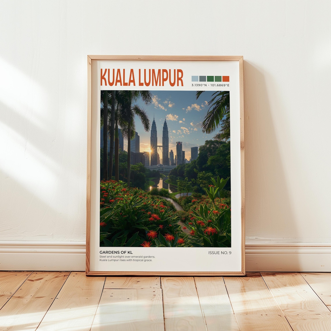 Kuala Lumpur Gardens Of KL Travel Poster Petronas Towers Skyline Malaysia