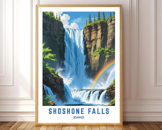 Shoshone Falls Idaho Rainbow Waterfall Scenic Nature Travel Poster