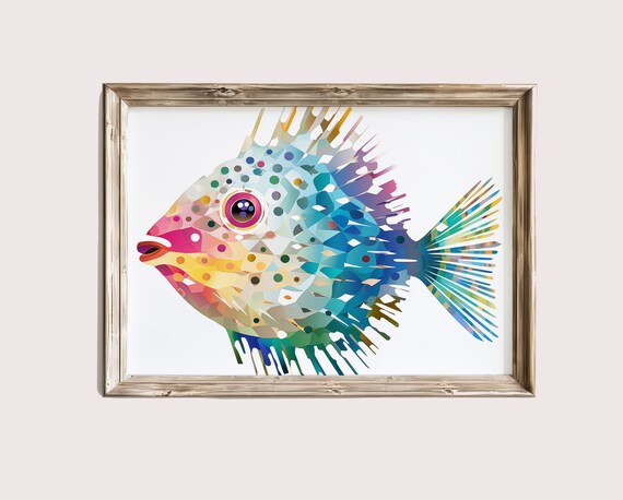 Vibrant Blowfish Art Print, Coastal Wall Art