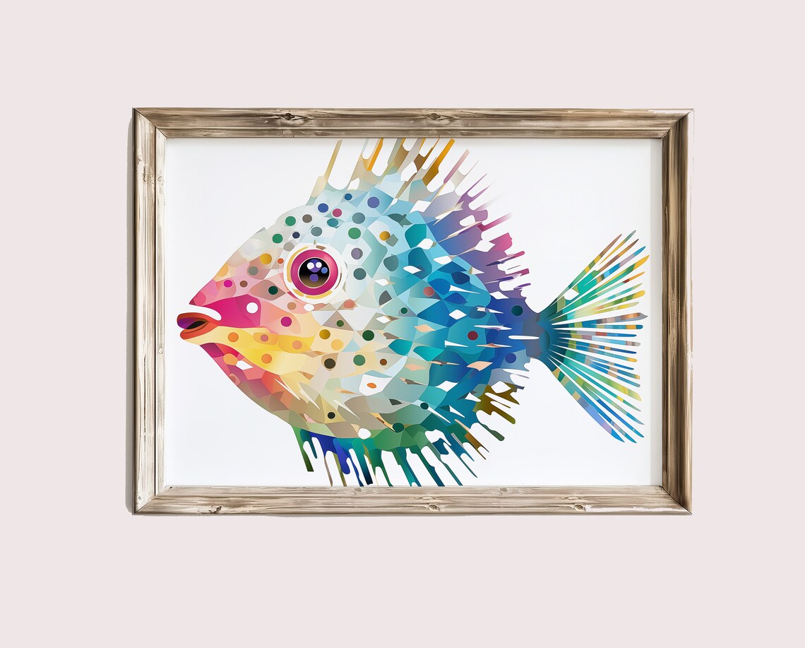 Vibrant Blowfish Art Print, Coastal Wall Art