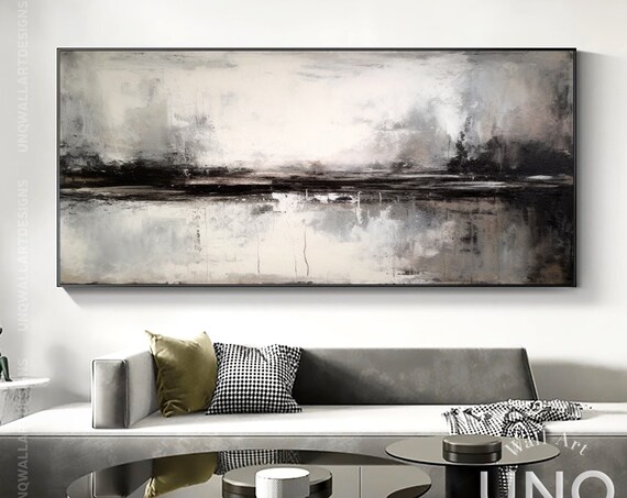Abstract Landscape Art Print, Brown Grey Minimalist