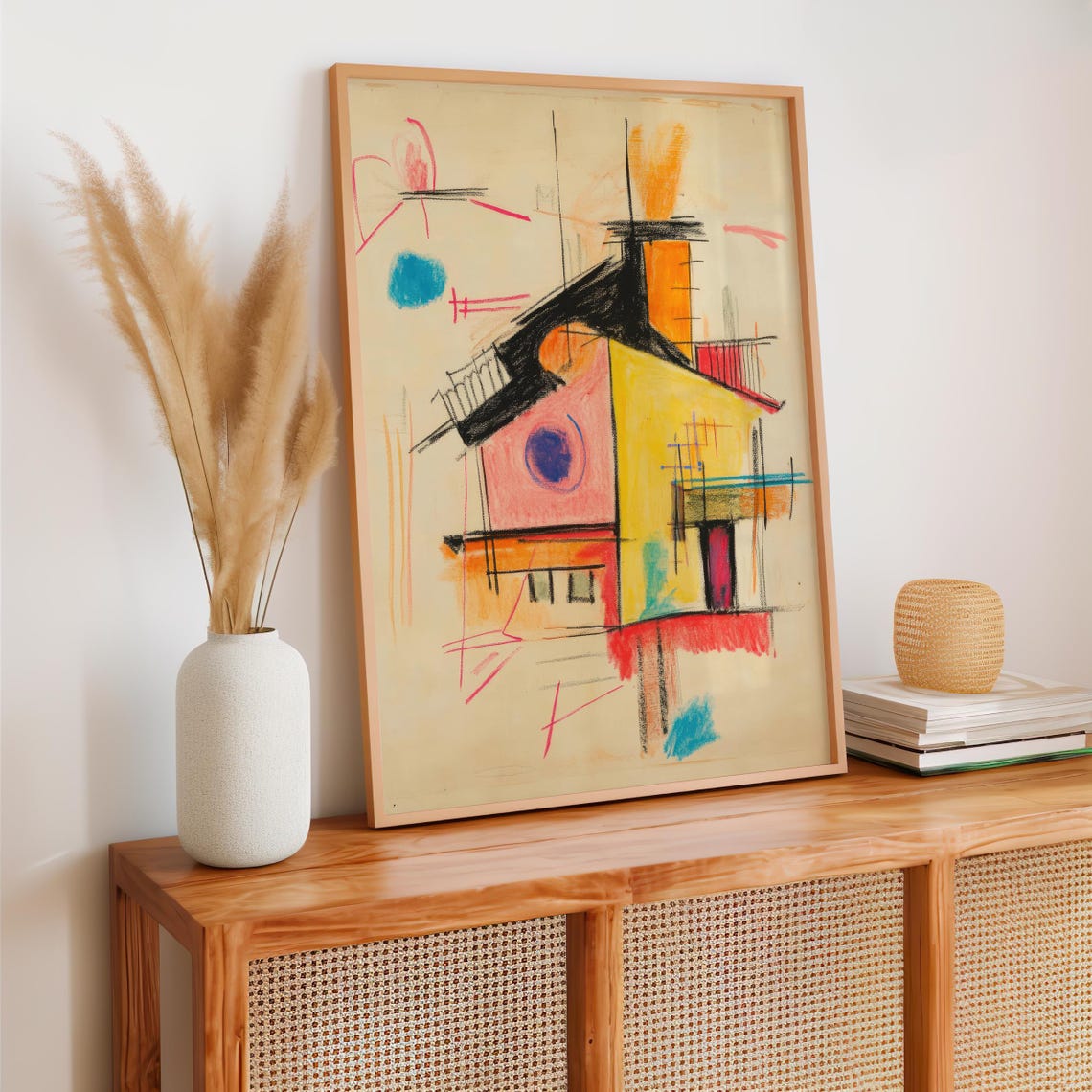 Colorful Modernist House Abstract Geometric Shapes Wall Art Poster - Image 3