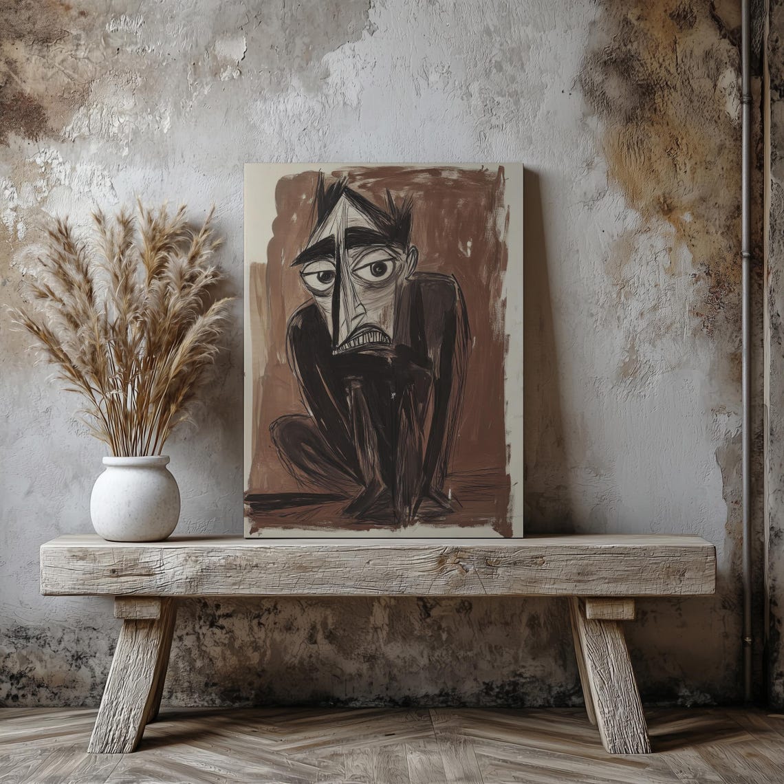 Contorted Reflections Abstract Expressionist Figure Emotional Surreal Portrait Moody Modern Art Home Decor Art Wall Art - Image 8