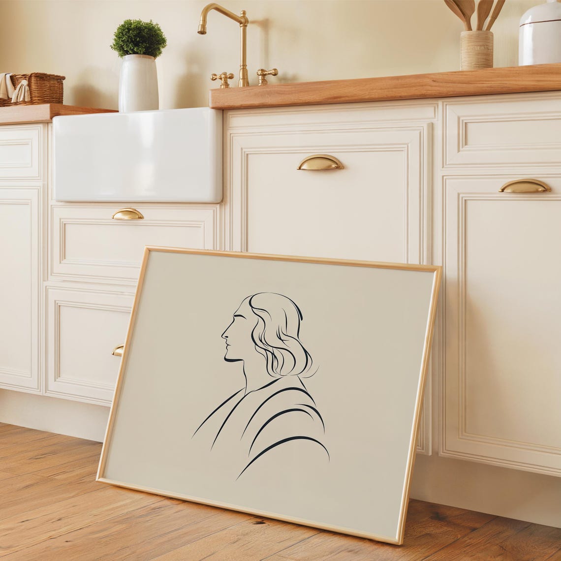 Minimalist Continuous Line Art Philosopher Profile Portrait Print - Image 3